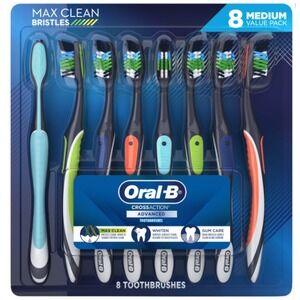Oral-B Crossaction Antibacterial Bristles Medium Regular Toothbrush - 8 Pack
